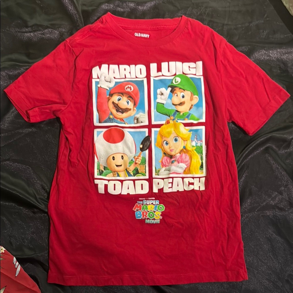 Old Navy Red Super Mario Short Sleeve Tee